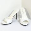 * Pleaser White Matte Leatherette Peep Toe Slip On Heels Swim Accessories