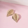 * Anb Fashion (Faire) Gold Rhinestone Leaf Stud Earrings Swim Accessories