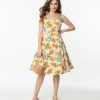 * Eva Rose (Ixia, Elliko Inc.) Orange Print Fit And Flare Dress Fit & Flare