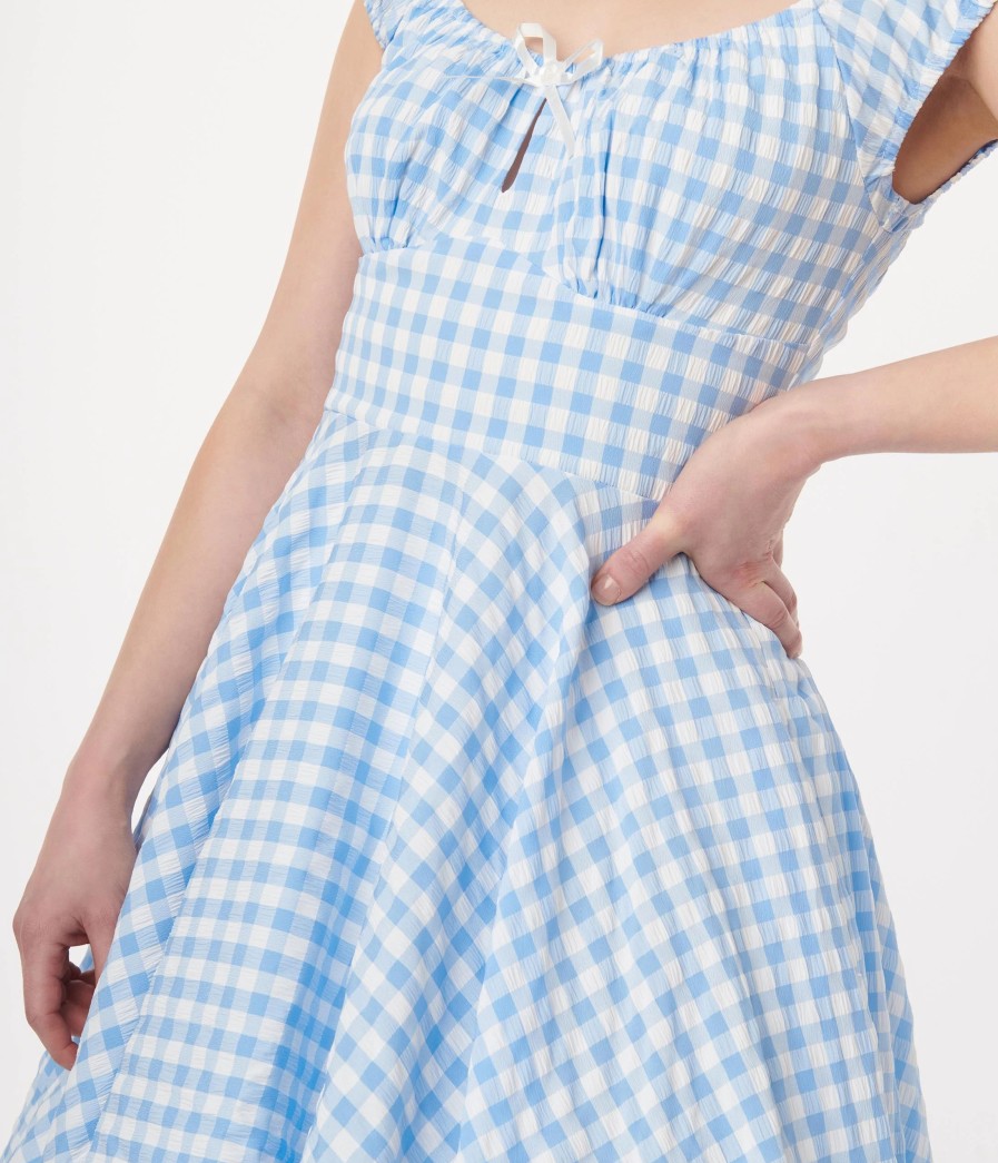 * Pop Soda Hell Bunny Blue & White Gingham Swing Dress Everyday