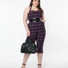 * Unique Vintage Plus Size Purple & Black Plaid Marcel Jumpsuit Everyday