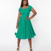 * Sheen Clothing Ltd Green Eyelet Swing Dress Swing