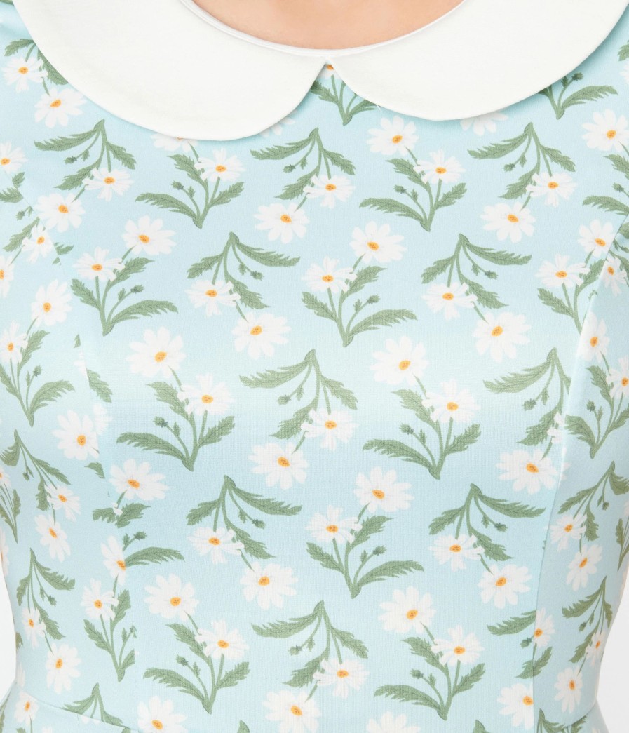 * Unique Vintage Light Blue & Daisy Margot Fit & Flare Dress Everyday