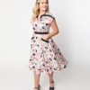 * Unique Vintage Peach Skunk Print Hedda Swing Dress Swing