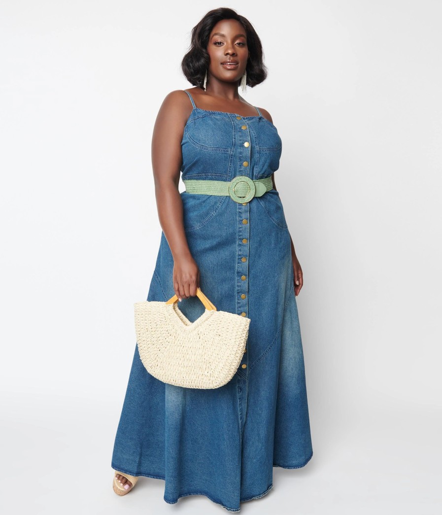 * Jade By Jane (Faire) Blue Denim Button Down Maxi Dress Midi & Maxi