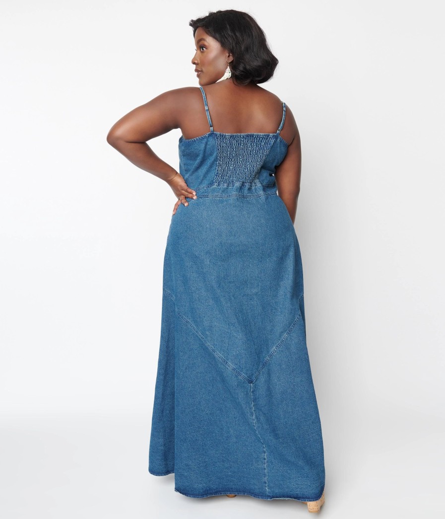 * Jade By Jane (Faire) Blue Denim Button Down Maxi Dress Midi & Maxi