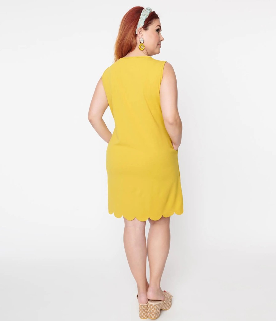 * Jade By Jane (Faire) Plus Size Yellow Scallop Shift Dress Everyday