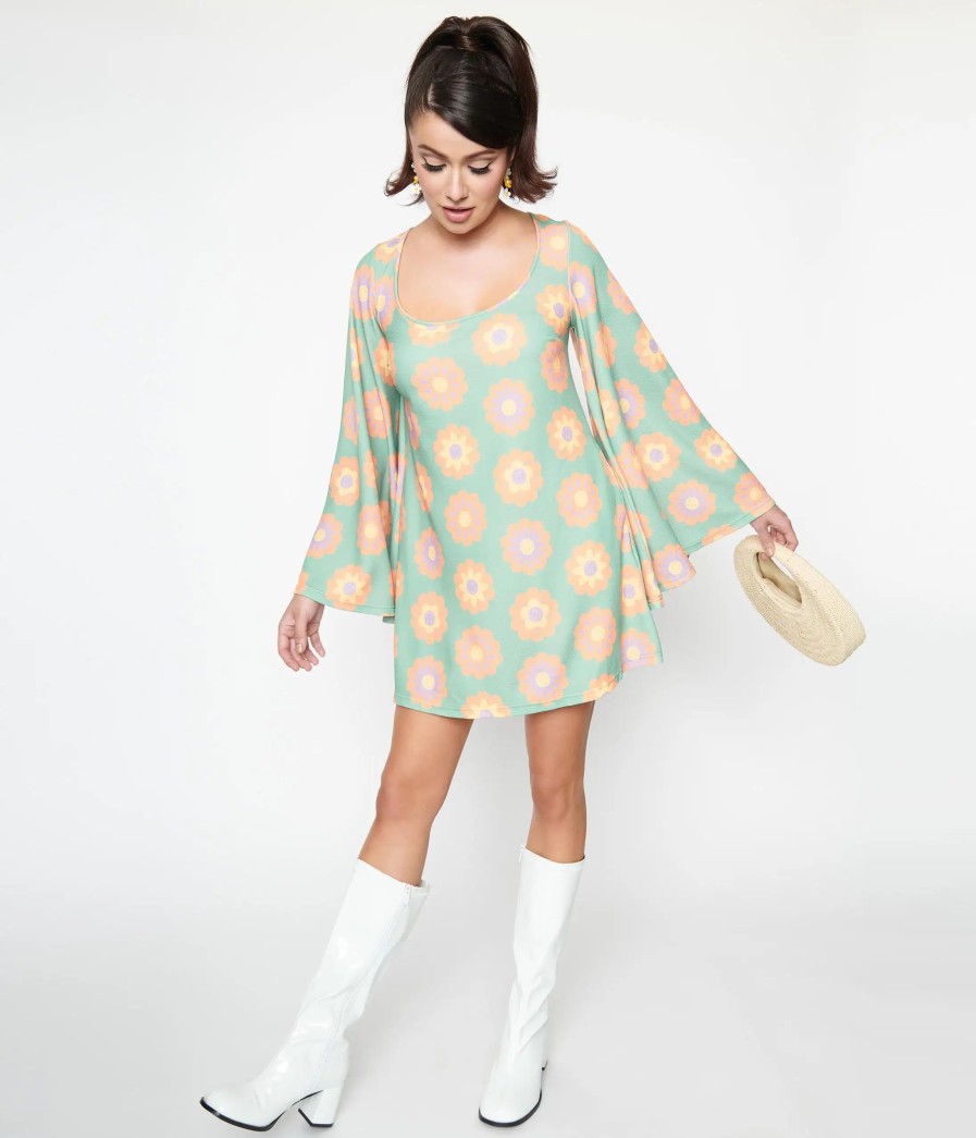 * Smiley X Smak Parlour Mint & Smiley Daisy Print Downtown Scene Mini Dress Everyday