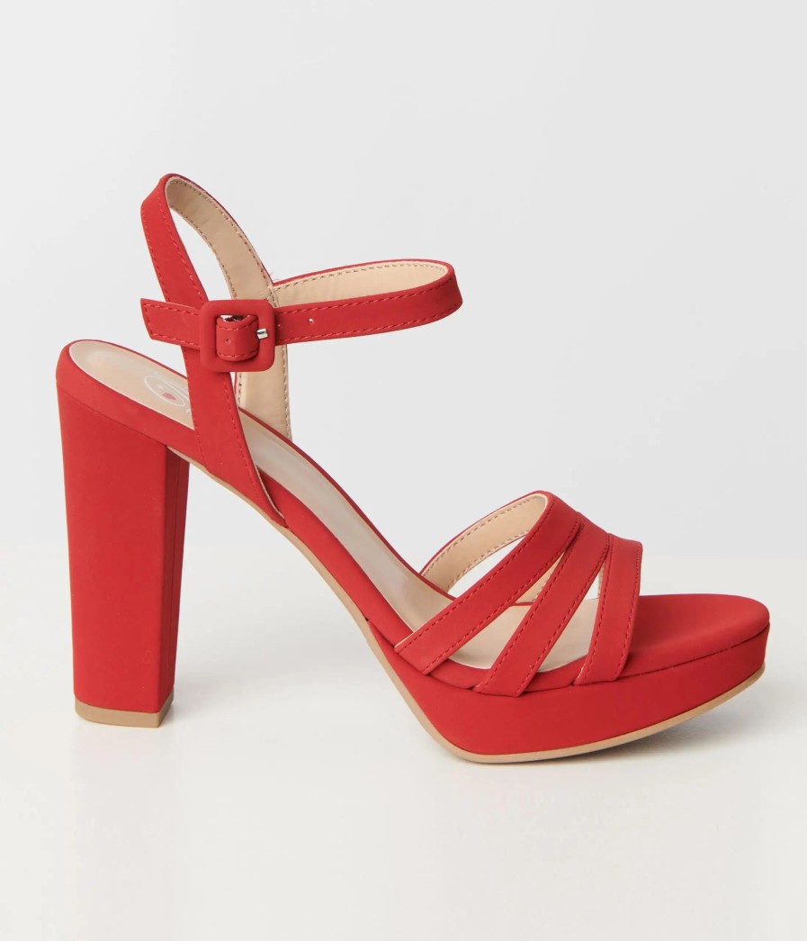 * Fortune Dynamic Lipstick Red Platform Heel Sandals Swim Accessories