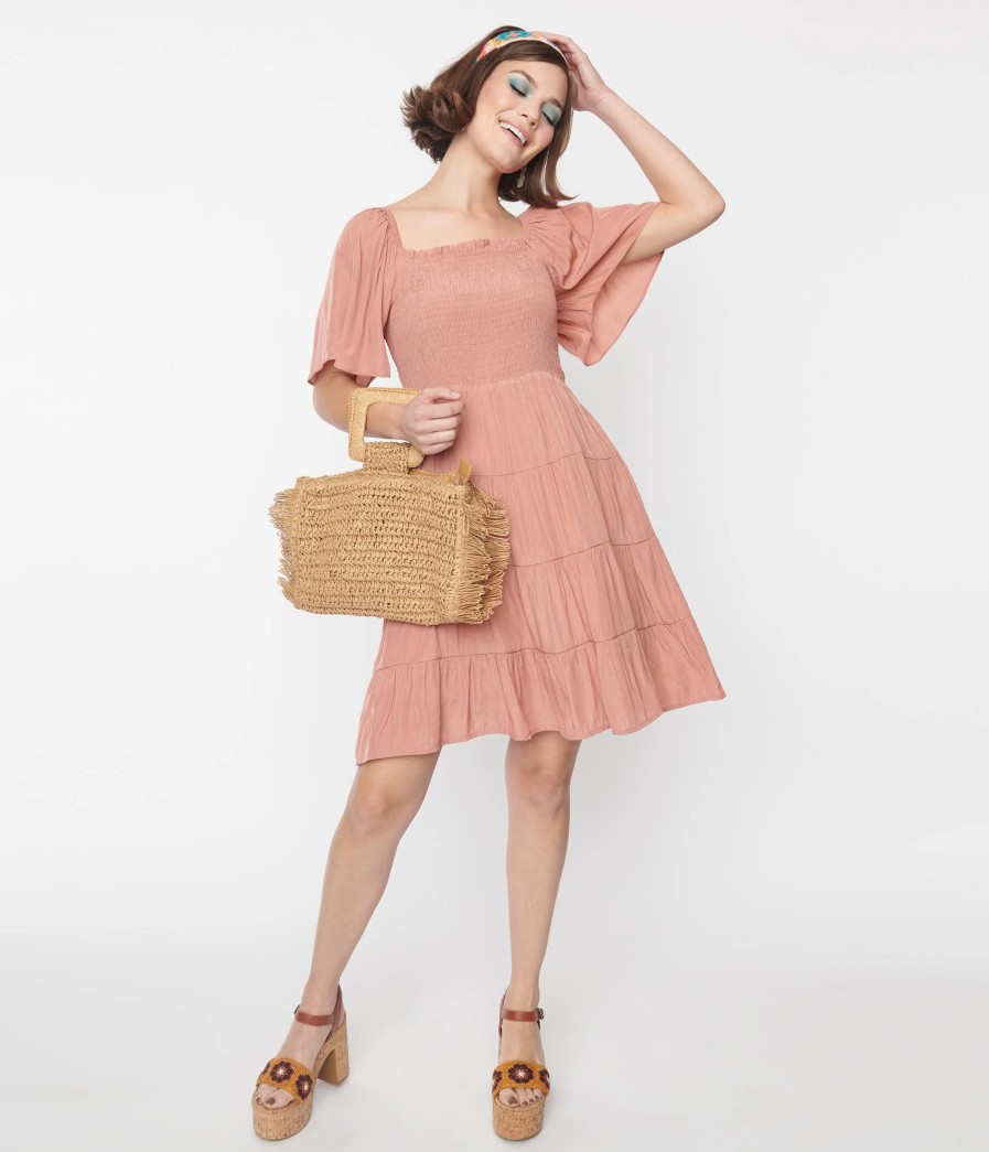 * Heyson (Faire) Clay Red Tiered Mini Dress Everyday