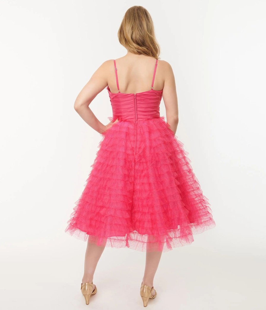 * Unique Vintage Hot Pink Tulle Cupcake Swing Dress Swing