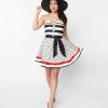 * Atixo Gmbh (Belsira) (Faire) Cream Striped & Dotted Strapless Flare Dress Fit & Flare