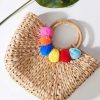 * 3 Am (Faire) Tan Pom Pom Woven Bag Swim Accessories