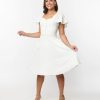 * Unique Vintage Ivory Capelet Swing Dress Swing