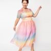 * Unique Vintage Plus Size Pastel Rainbow Ombre Libby Swing Dress Swing