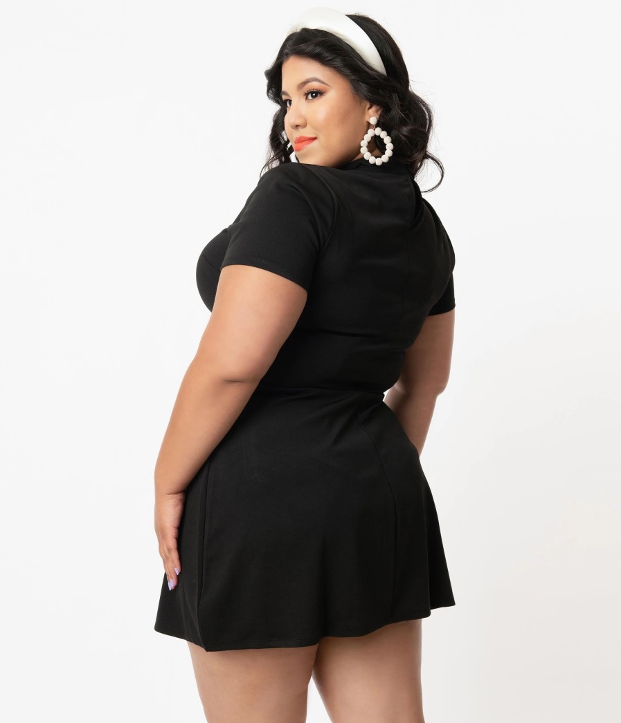 * Smak Parlour Plus Size Black Mock Turtleneck Wave Maker Dress Everyday