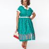 * Unique Vintage Plus Size Green Classroom Alexis Swing Dress Swing