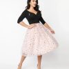 * Unique Vintage Black & Pink Tulle Music Notes Marceline Swing Dress Swing