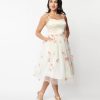 * Unique Vintage Ivory & Butterfly Bertie Swing Dress Swing