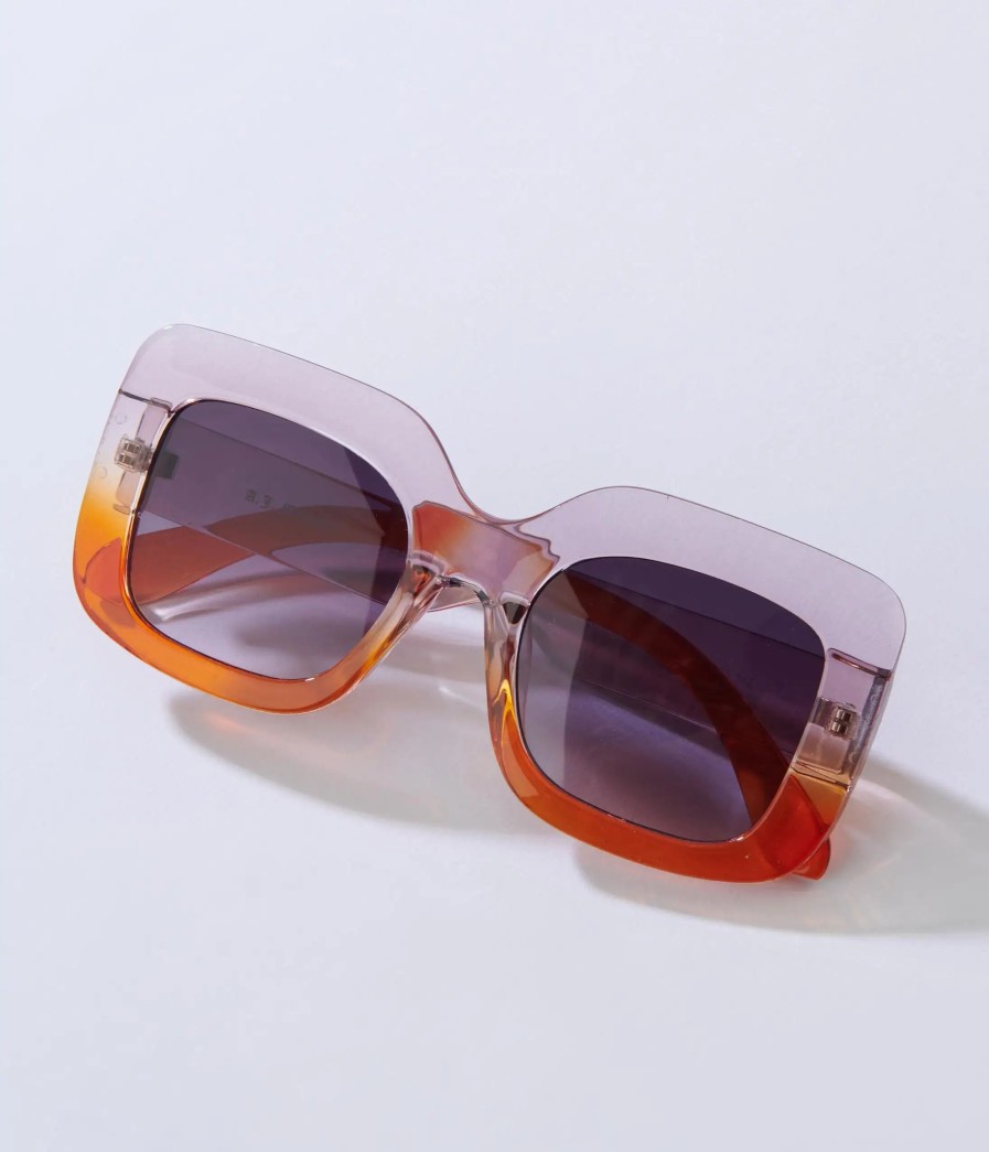 * Aj Morgan Eyewear (B2B Wholesale) Lilac & Amber Ombre Square Sunglasses Swim Accessories