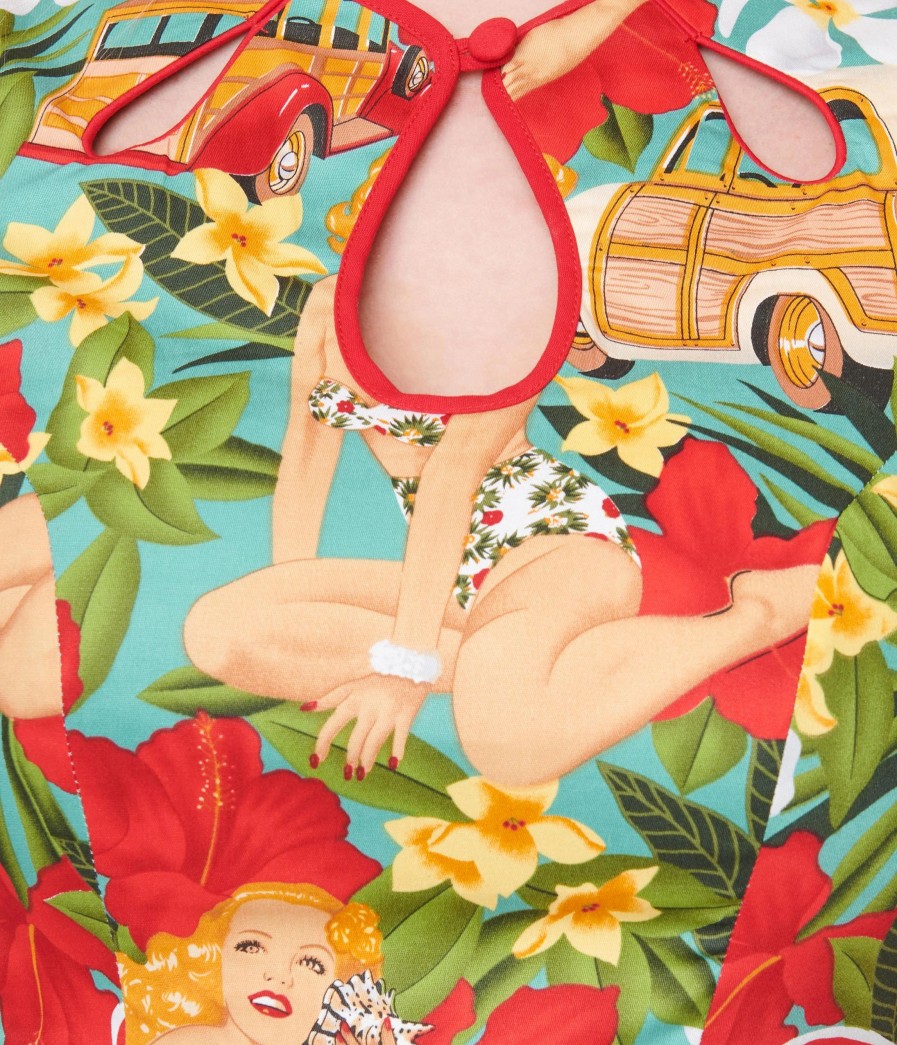 * Lifestyle Group (Uk) Ltd Multicolor Vintage Pin-Up Tropical Dreamer Swing Dress Swing