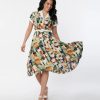 * Unique Vintage Village Print Alexis Swing Dress Swing