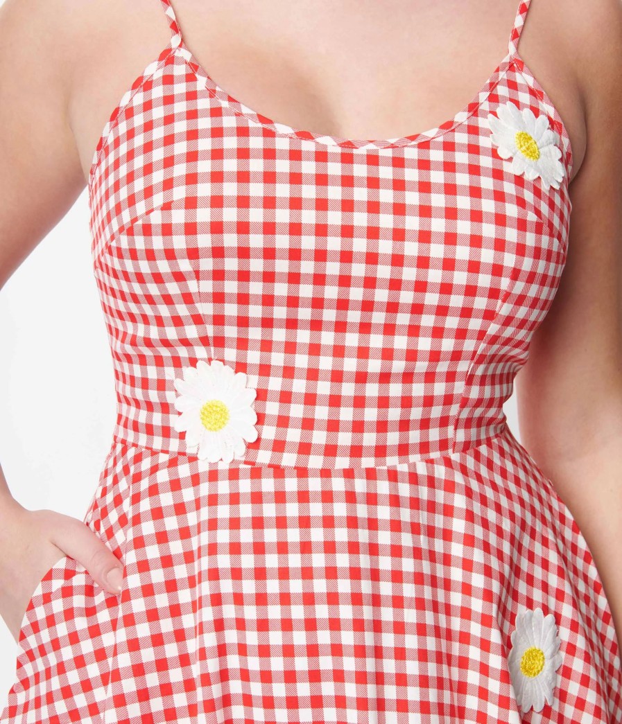 * Silver Stop Inc. (Voodoo Vixen) Voodoo Vixen 1950S Style Red & White Gingham Daisy Dolly Swing Dress Everyday