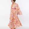 * Smak Parlour Orange & Pink Mod Bloom Belted Caftan Midi & Maxi