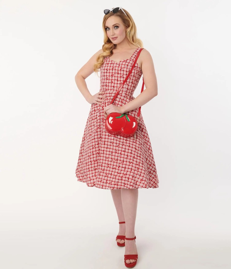 * Lifestyle Group (Uk) Ltd 1950S Red Gingham Sweet Cherry Swing Dress Swing