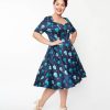 * Unique Vintage Plus Size Navy & Hot Air Balloon Bolero Flare Dress Fit & Flare