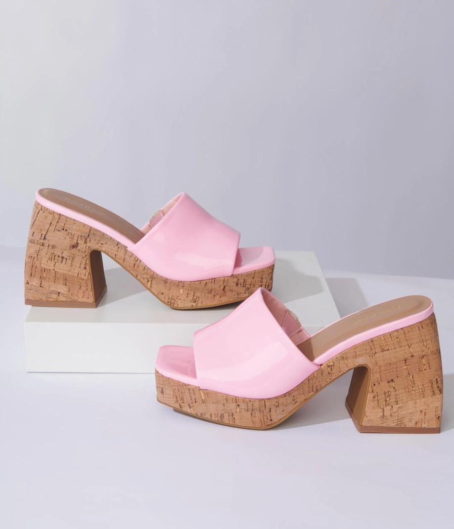 * Jp Original Corp. Pink Patent Leatherette Cork Mules Swim Accessories