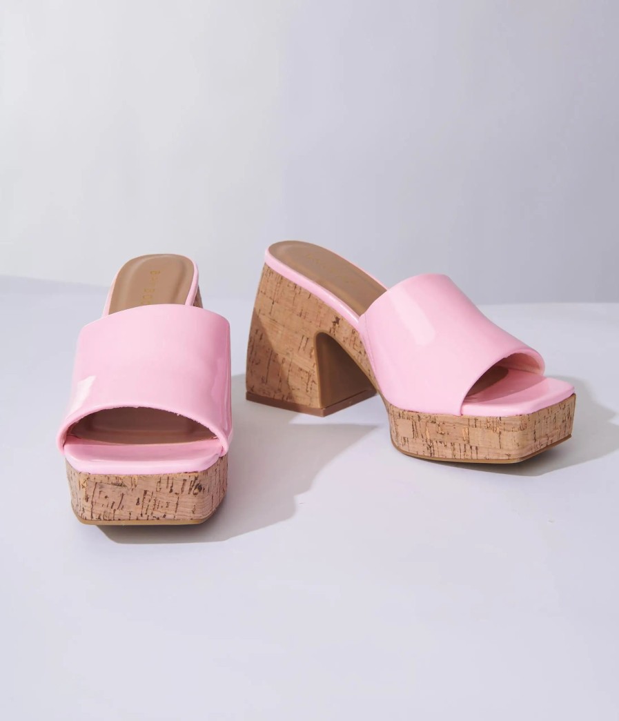 * Jp Original Corp. Pink Patent Leatherette Cork Mules Swim Accessories