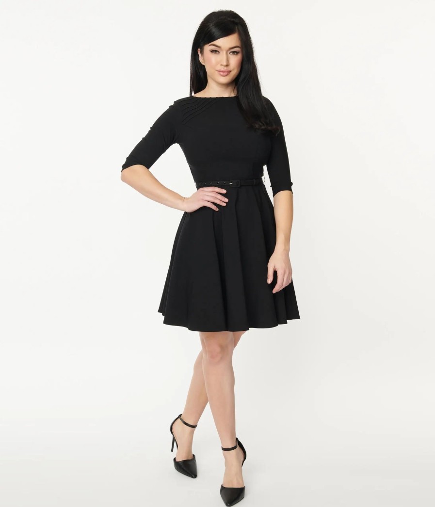 * Unique Vintage Black Stephanie Fit & Flare Dress Everyday