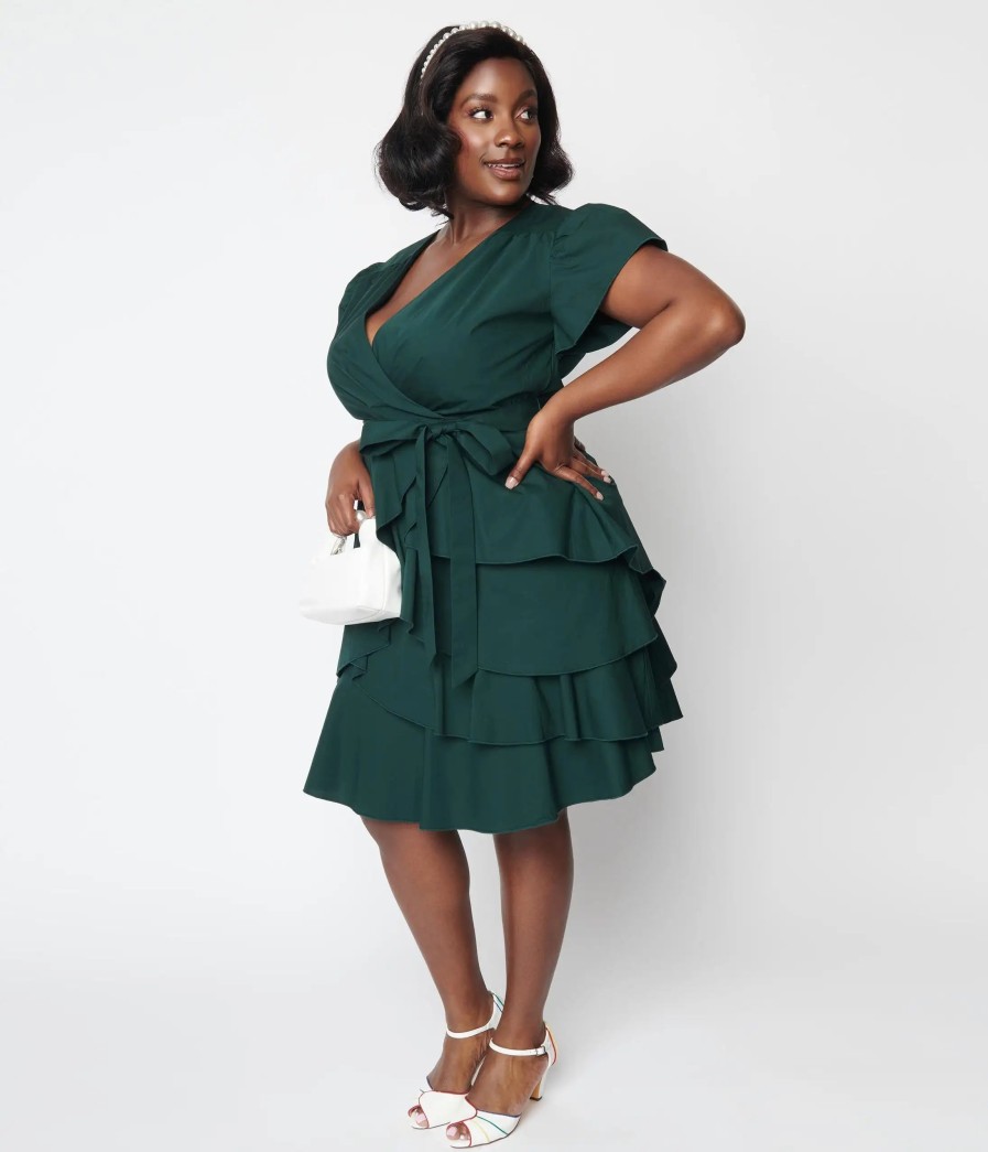 * Chic Star Emerald Green Ruffled Fit & Flare Dress Fit & Flare