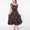 * Collectif Black Tropical Reef Katrina Swing Dress Midi & Maxi