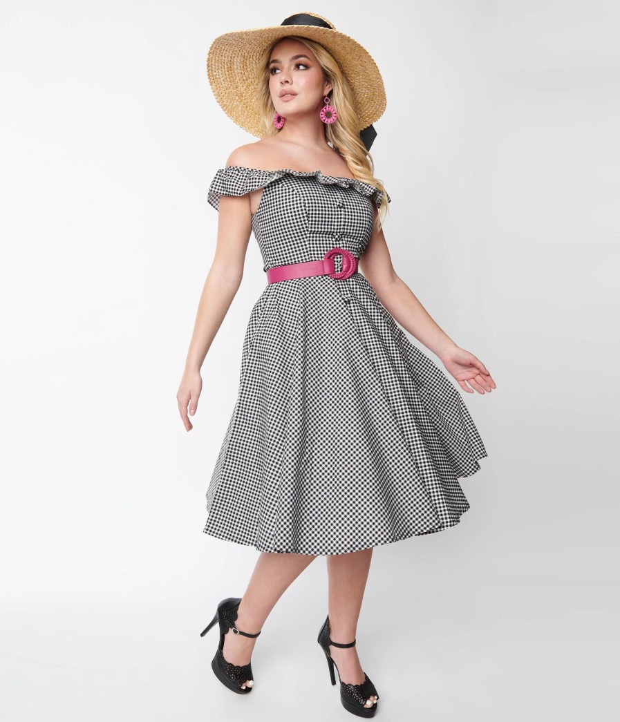 * Magnolia Place Black Gingham Barbara Swing Dress Swing