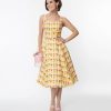 * Miss Lulo, Inc. Yellow Heidi Ice Cream Fit & Flare Dress Fit & Flare