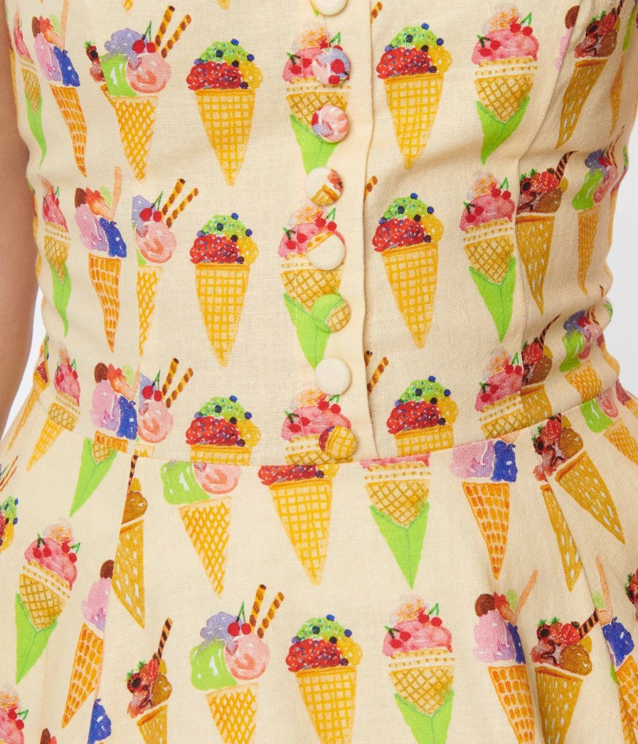 * Miss Lulo, Inc. Yellow Heidi Ice Cream Fit & Flare Dress Fit & Flare