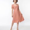 * Sheen Clothing Ltd Light Coral Button Down Fit & Flare Dress Fit & Flare