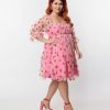 * Smak Parlour Plus Size Pink & Red Glitter Hearts Love Interest Babydoll Dress Fit & Flare