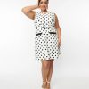 * Smak Parlour White & Black Dots Tie Front Shift Dress Everyday