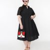 * Sheen Clothing Ltd 1950S Black Eyelet Collared Swing Dress Swing