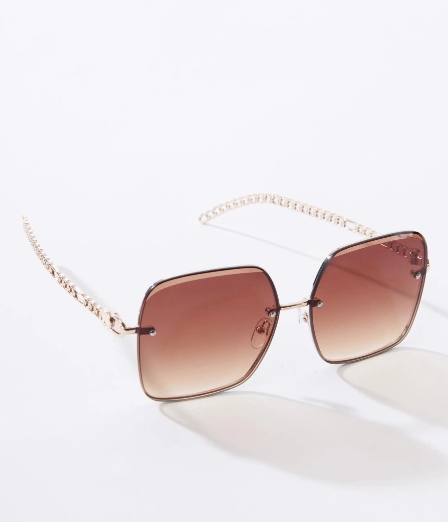 * Lucent Product Inc. Brown Ombre Gold Chain Oversized Sunglasses Swim Accessories