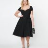 * Unique Vintage Black Sweetheart Midge Swing Dress Swing