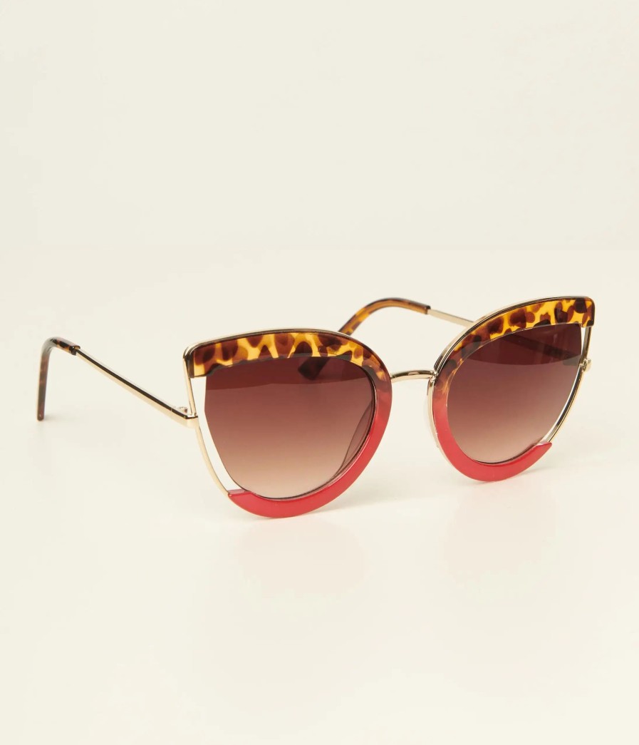 * Aj Morgan Eyewear (B2B Wholesale) Tortoise & Red Very Special Cat Eye Sunglasses Swim Accessories