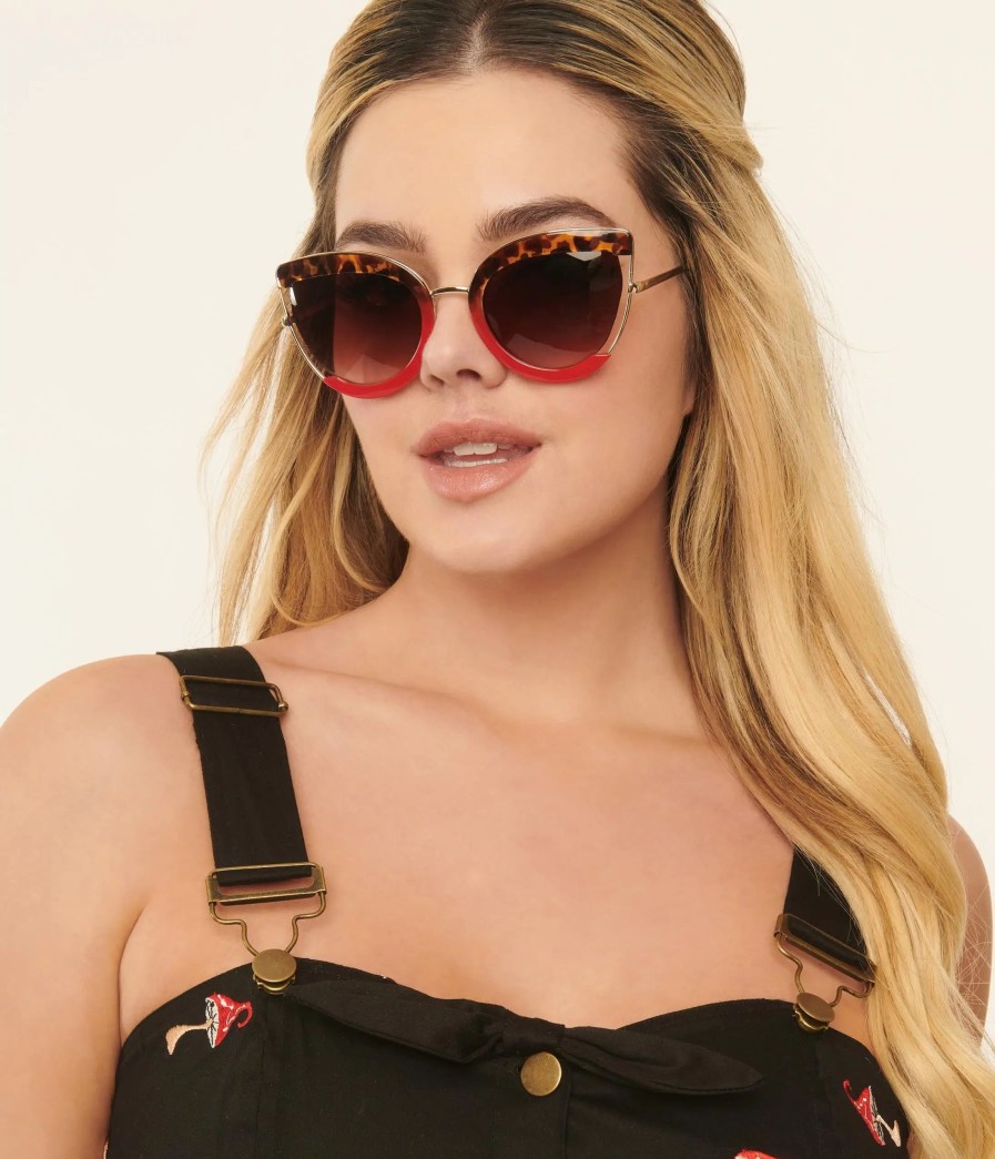 * Aj Morgan Eyewear (B2B Wholesale) Tortoise & Red Very Special Cat Eye Sunglasses Swim Accessories