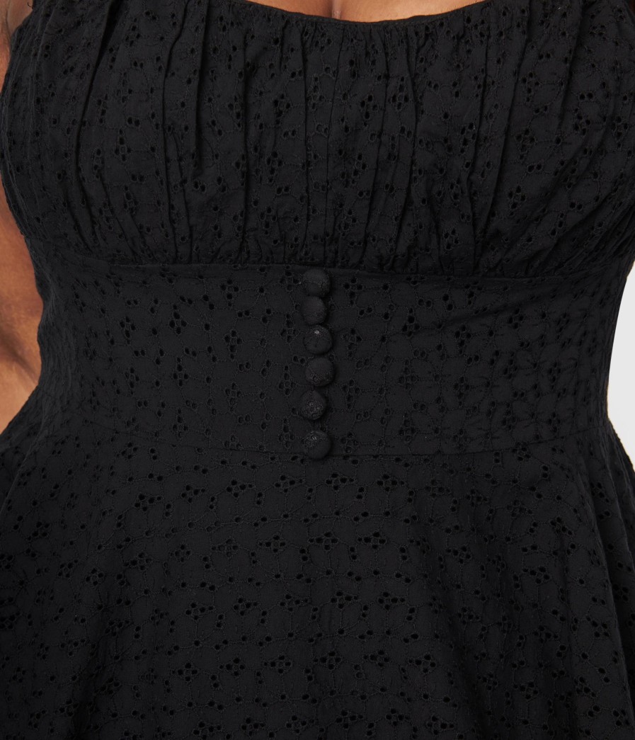 * Sheen Clothing Ltd Black Eyelet Bianca Swing Dress Swing