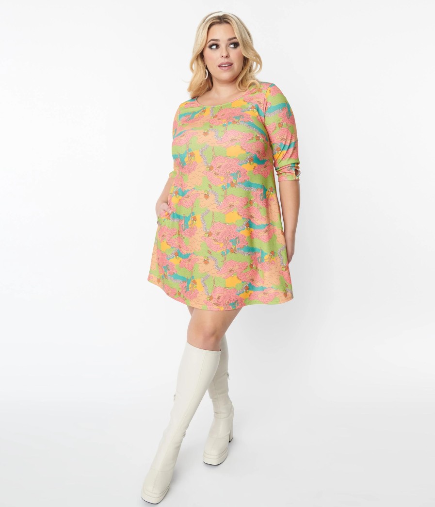 * Smak Parlour Plus Size Frog In The Park Print Cosmic Shift Dress Everyday