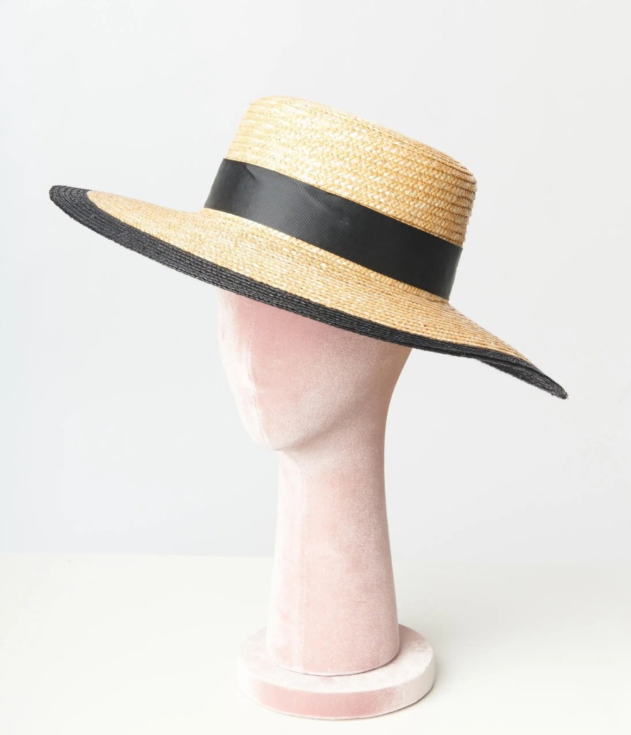 * Jeanne Simmons Accessories Tan Straw Black Ladybug Bow Sun Hat Swim Accessories