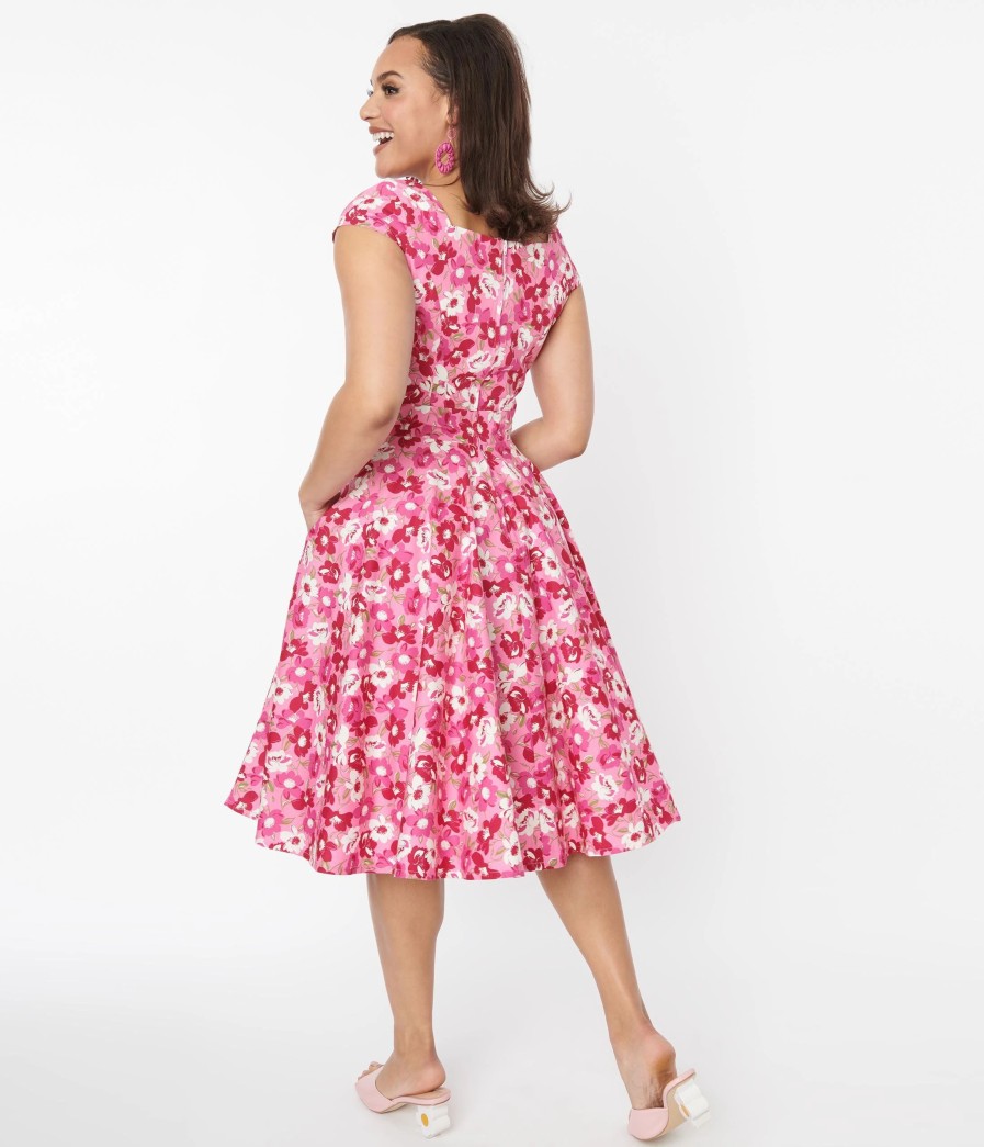 * Magnolia Place Pink Floral Anna Swing Dress Swing